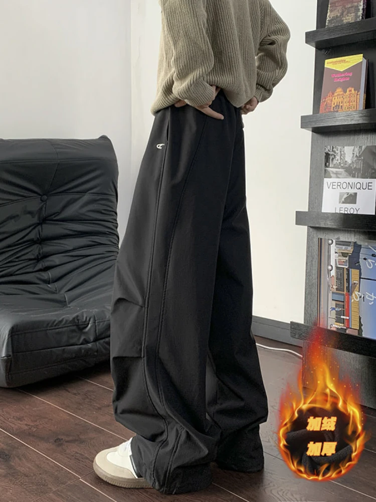 

Men's Bla Fce Lined Thiened ell Cargo Pants Autumn Winter Outdoor Windproof Waterproof Mountain Climbing Trousers