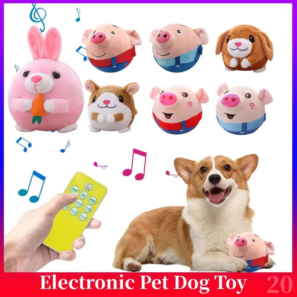 Electronic Pet Dog Toy Ball Pet Bouncing Jump Ball Music Vibration Bite Puppy Ball Interactive Dog Chewing Moving Plush Doll Toy