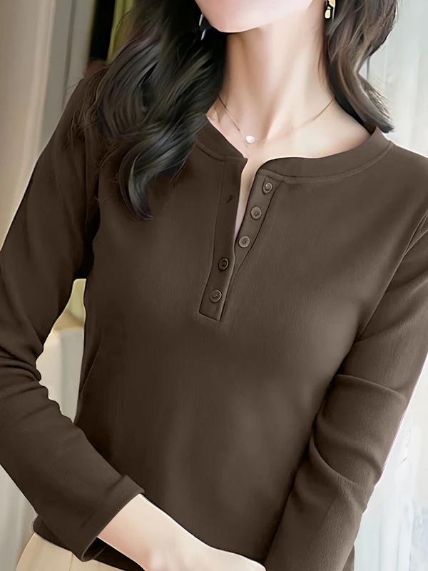 여성용 롱 스웨터 베이스 셔츠 따뜻하고 루즈한 패셔너블 버튼 오픈 칼라 탑 한국 스타일 출퇴근용 부드럽고 편안한