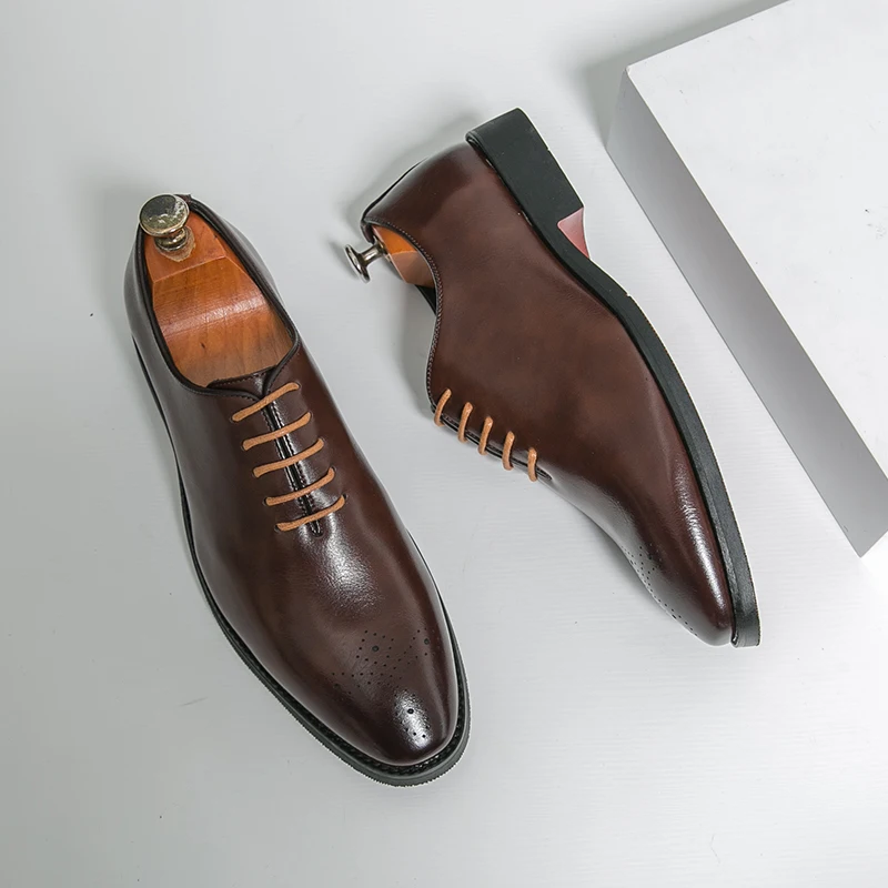Classic Oxford Men's Dress Shoes High Quality Casual Business Leather Wedding Shoes Male Autumn