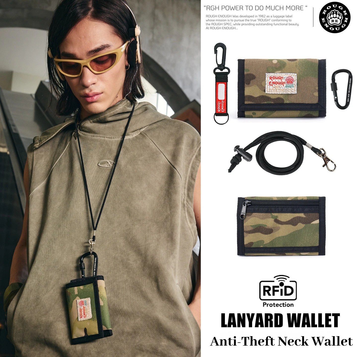 RGH Outdoor Camo Nylon RFID Blocking Wallet,Multifunctional Foldable Coin Purse Small Card Holder Money Clip for Men Women