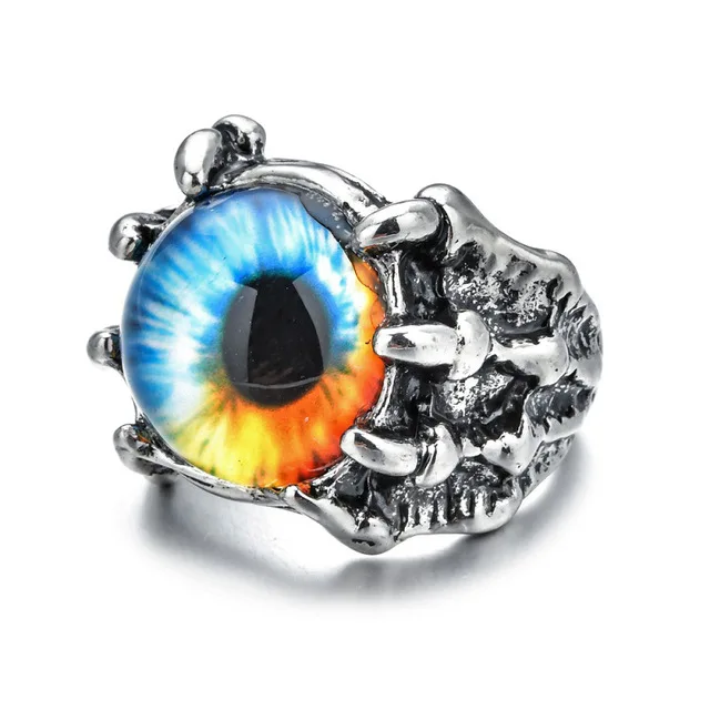 20pcs Evil Eyes Rings For Men and Women Silver Plated Punk Style Fashion Jewelry Party Gift Size Adjustable