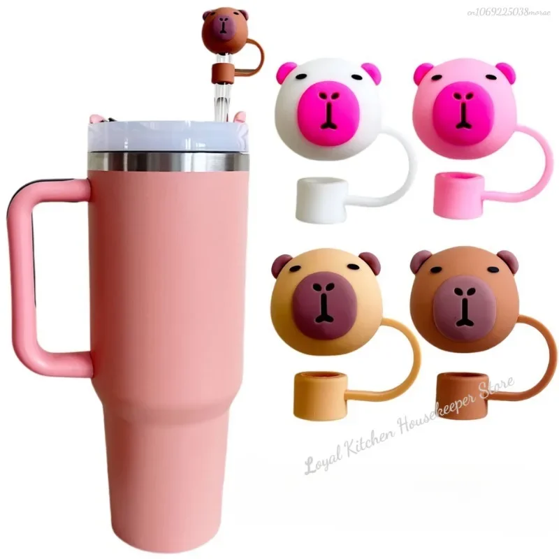 10mm Cartoon Capybara Silicone Straw Tips Drinking Dust Cap Splash Proof Plugs Cover Creative Stanley Cup Accessories Straw