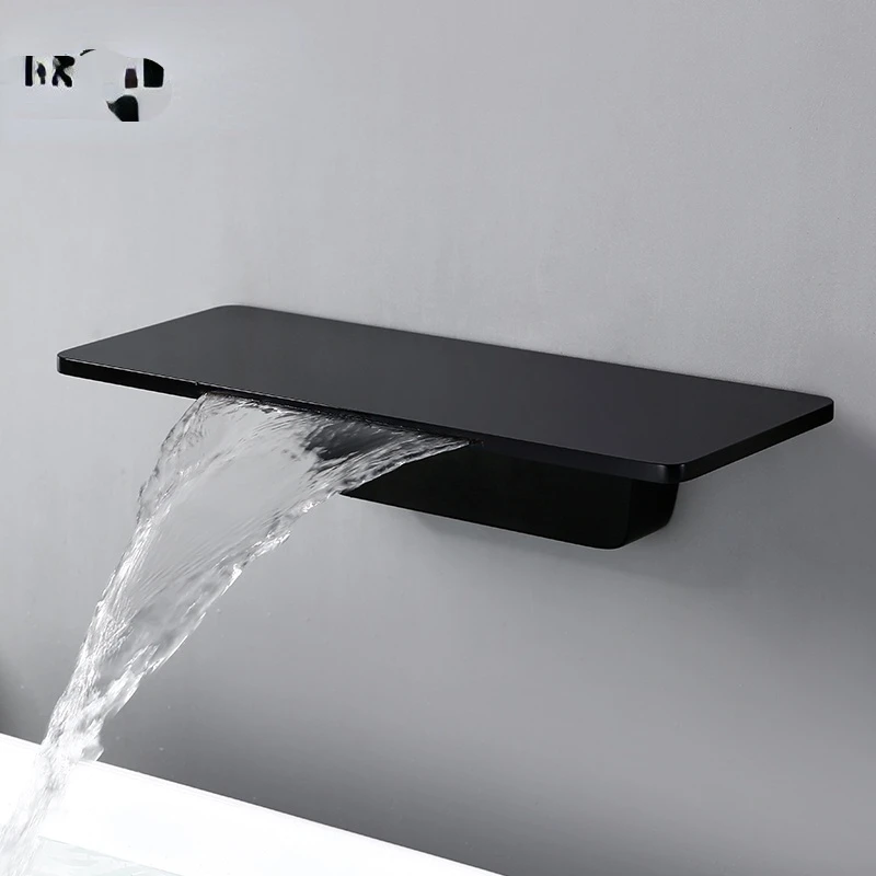 Waterfall Sink Faucet Shelf Basin Water Mixer Tap Quality Black Wall Mounted Brass Elegant Life Decoration Bathroom Hotel