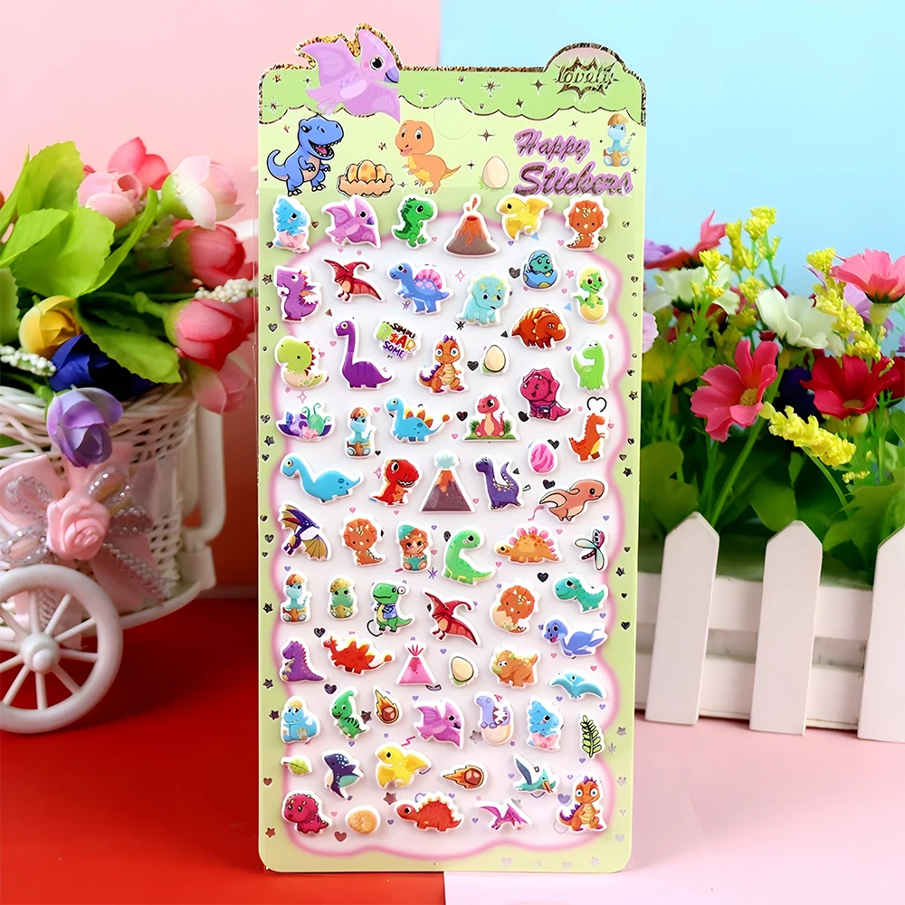 4 stücke Kawaii Tier Dinosaurier 3D Blase Aufkleber Graffiti Fahrrad Gepäck Schreibwaren Wasserdicht Nette Dekoration Puffy Aufkleber Geschenke