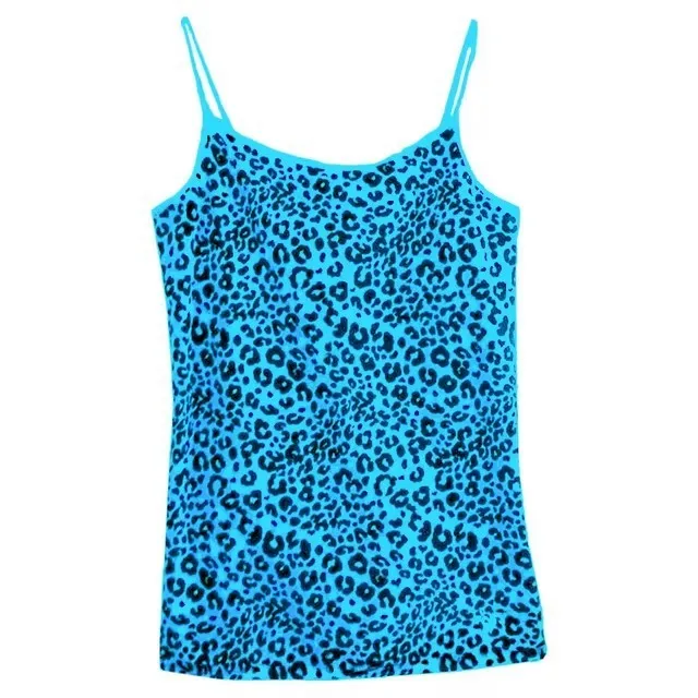 Leopard Pattern Spaghetti Strap Top Form Fitting Sexy with Short Length Street Style Slim Fit Cropped Tank Top for Women