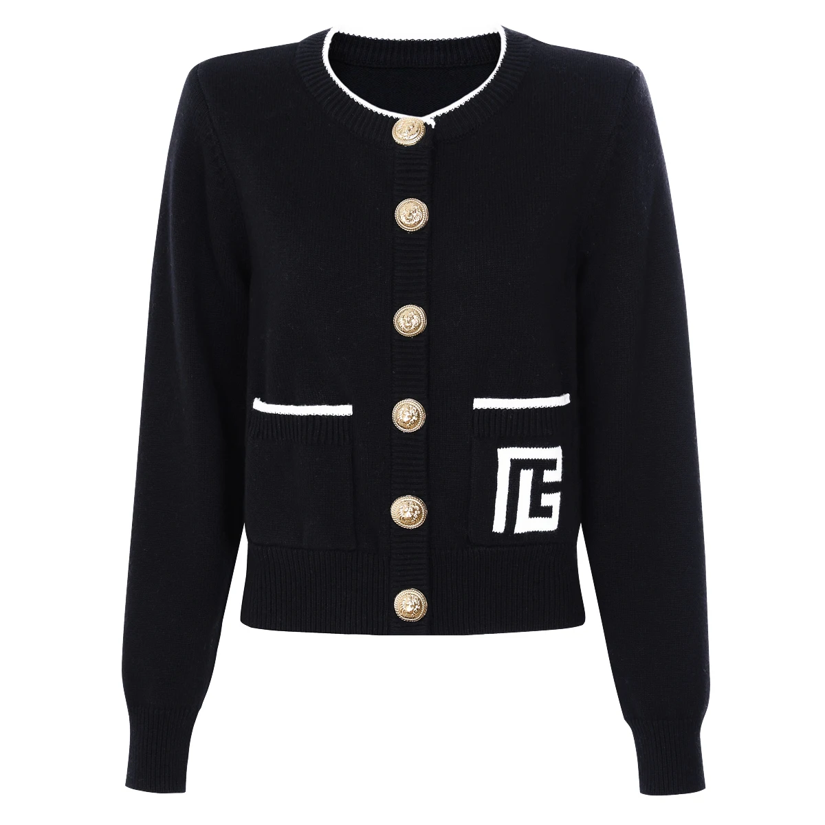 

High Quality Spring And Autumn New Fashion Commuting Single Breasted Woolen Round Neck Knitted Sweater Women's Cardigan Top