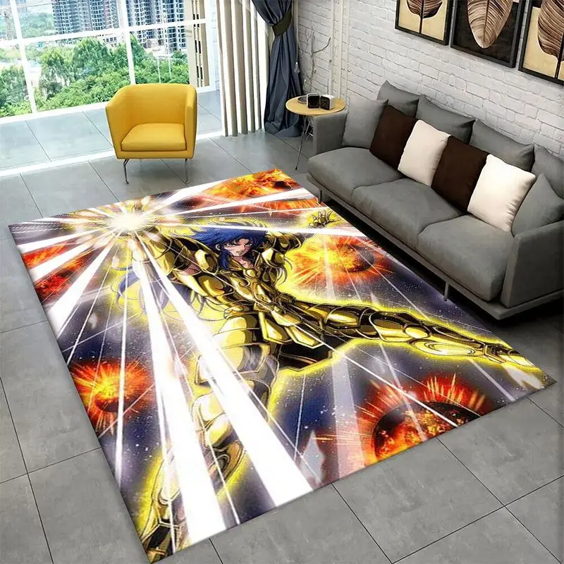 Retro Saint Seiya Anime Cartoon Carpet Rug for Playroom Bedroom Living Room Sofa Home Decor,kid Area Rug Non-slip Floor Mat