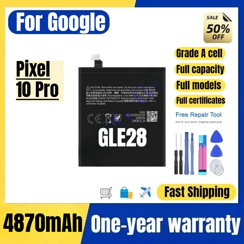 GLE28 for Google Pixel 10 Pro Phone Battery 0 Cycle High Quality High Capacity Replacement Bateria Grade A Cell with Tools