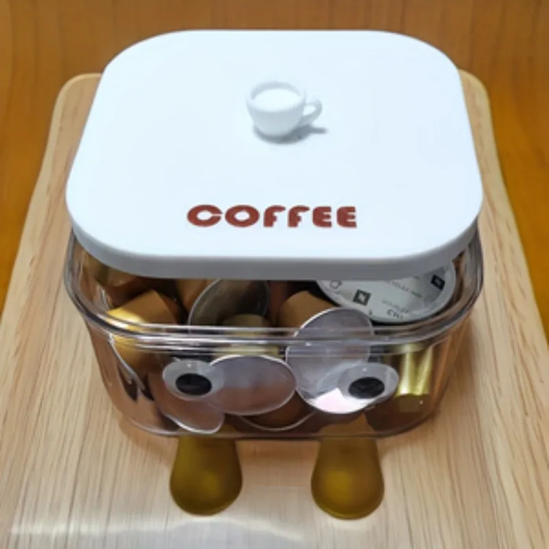 Large-capacity cute-shaped coffee capsule storage box, dual-use for desktop organization and decoration