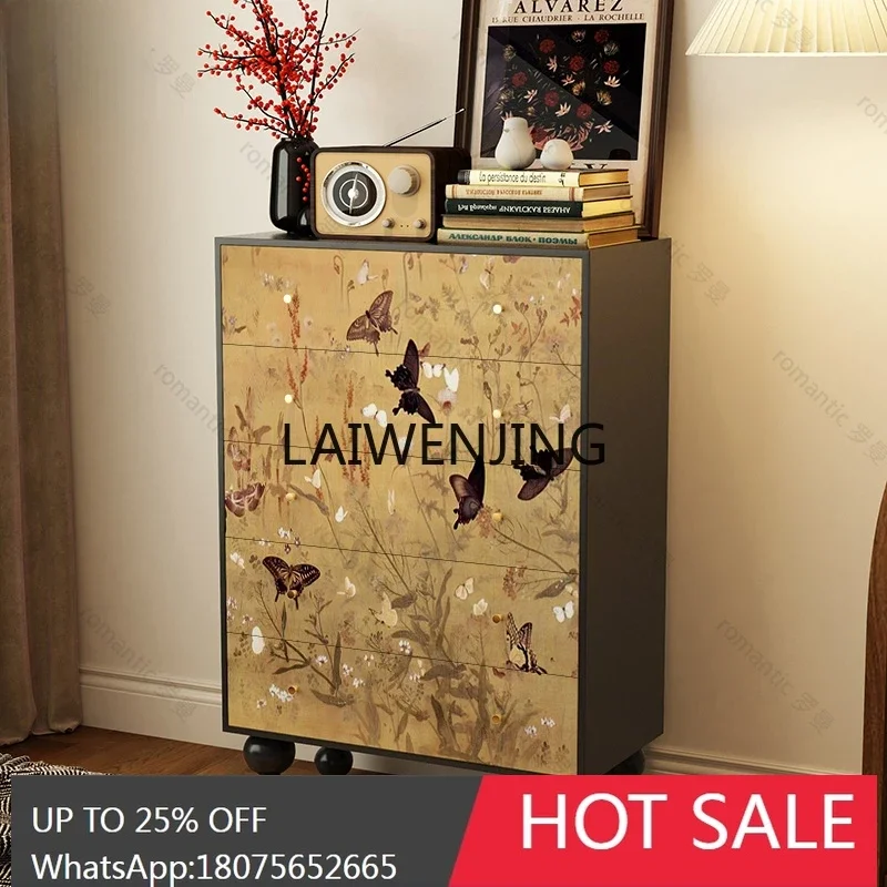 living room against the wall, next to the sofa, solid wood chest of drawers, storage head, multi-layer drawer cabinet
