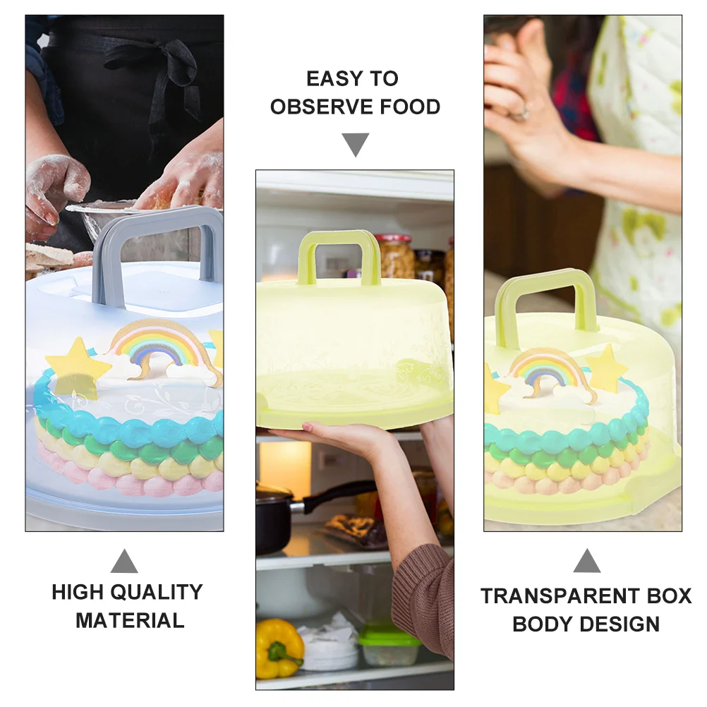 

3 Pcs Portable Cake Box Packing Container Handles Carriers Transport Saver Keeper with Cover Carrying Case