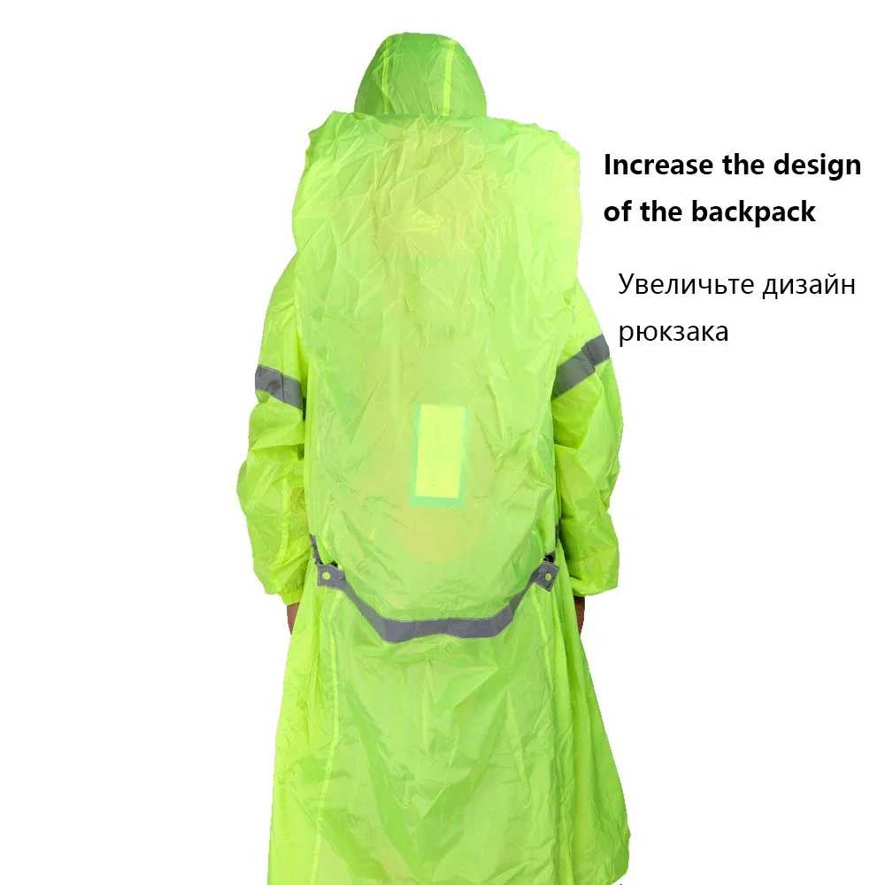 Outdoor Military Impermeable Camo Raincoat Motorcycle camping with Waterproof Backpack and Reflective Poncho Rain Cape