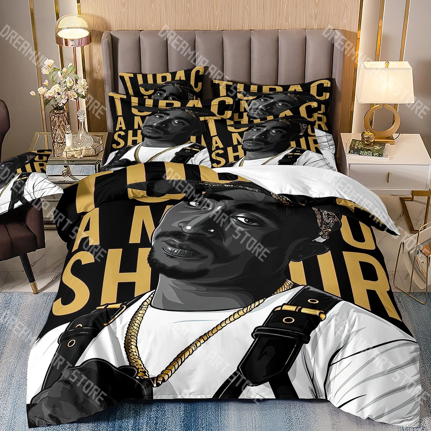 Fashion Rapper Tupac 2Pac Bedding Set Single Twin Full Queen King Size Bed Set Kids Bedroom Duvetcover Sets Bed Sheet Set