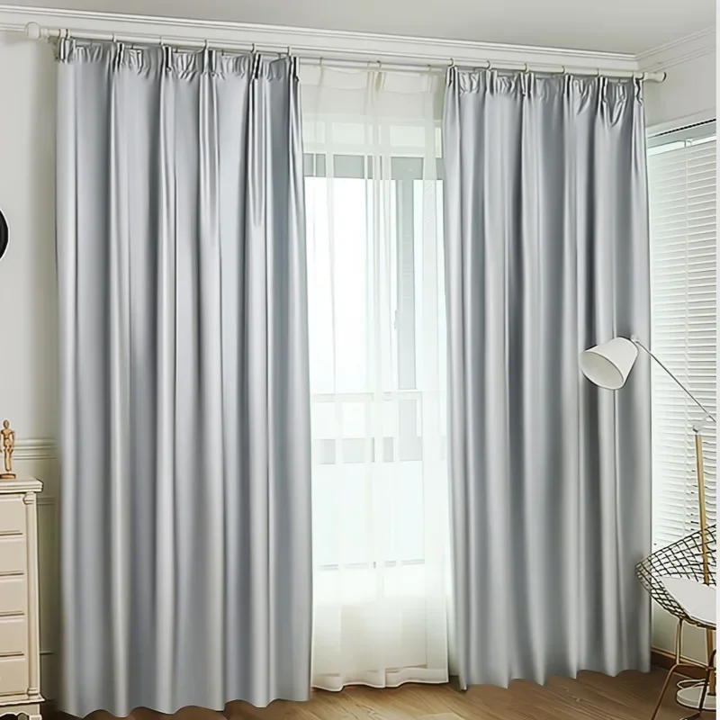 Sun Protection Thermal Insulation Curtain with Hook Silver Coated Fabric Shade Cloth Home Office Decoration Mørklægningsgardiner