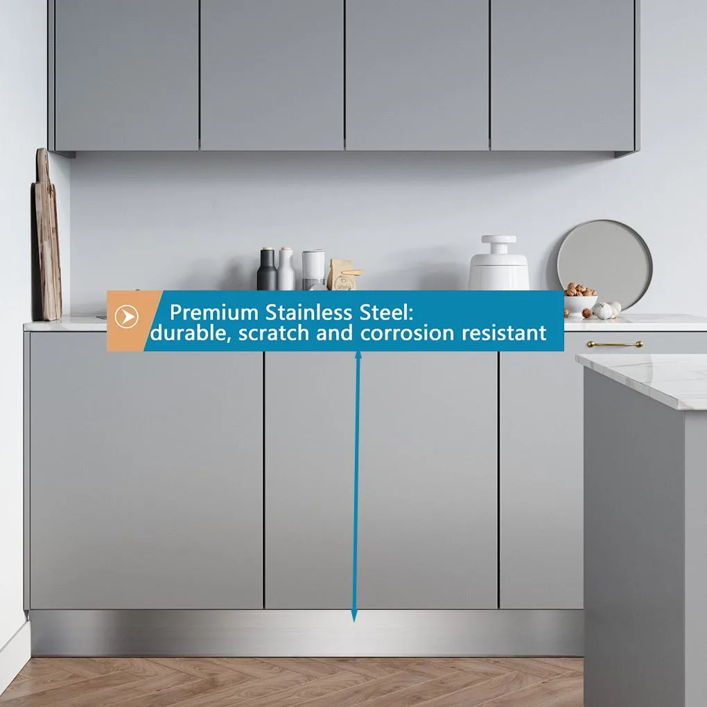 L Shaped Baseboard Stainless Steel Toe Kick Cover For Scratch Prevention 10cm X 260cm Baseboard B 10X260CM