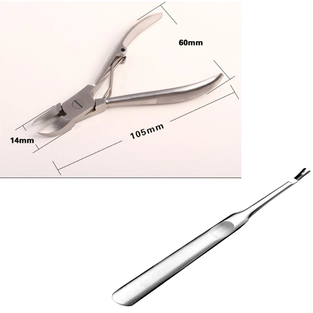 

2 PCS Nail Clipper Set Cuticle Manicure Pedicure Tools Portable Nipper Toenail Silver Hardness Steel Durable Non Slip