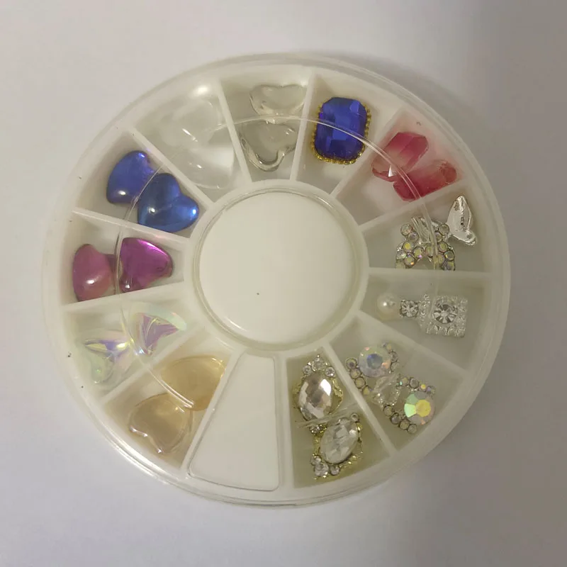 

1Wheel Charms Jewelry For Nails Transparent Heart Butterfly Flatback Rhinestone Gems For Nail Art Decortion Manicure Parts Stone