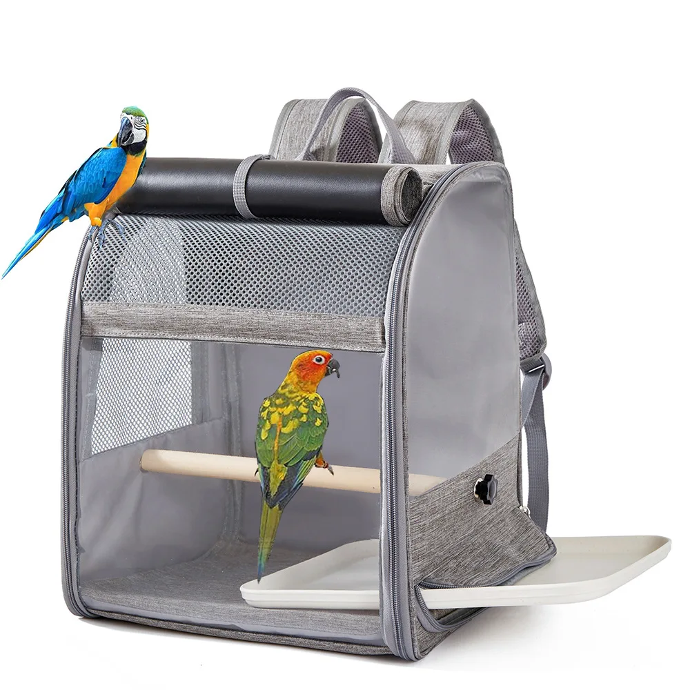 

Portable Bird Carrier Bird Backpack with Perch and Tray for Birds Cockatiel Parrot Breathable Large Space Bird Cage Travel Bag