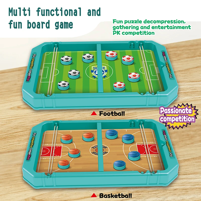 Children's Educational Board Game Six-In-One: Soccer, Curling, Educational Bowling, Desktop Catapult Basketball, Ice Hockey Game, Parent-Child Interactive Toy, Two-Player Battle, Birthday Gift