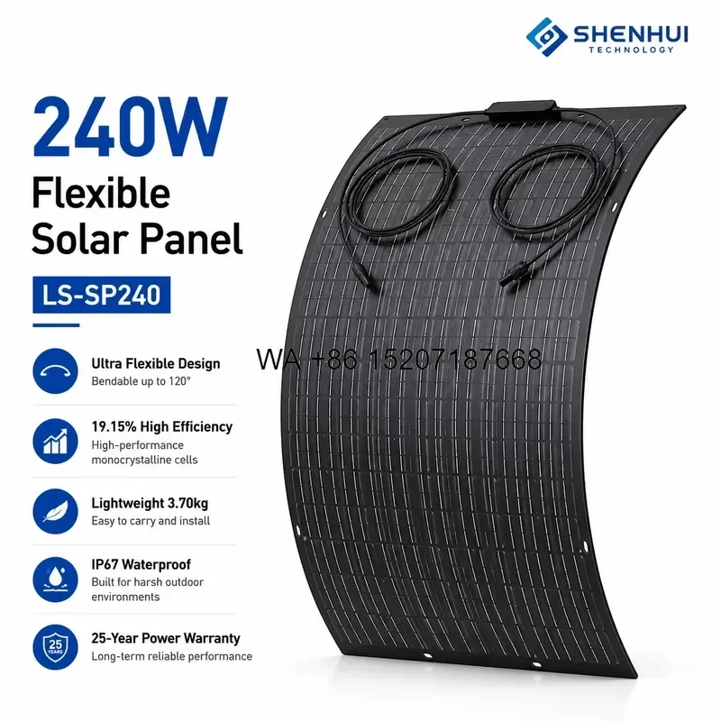 Wmwmnu 240W Flexible Solar Panel Kit Outdoor Photovoltaic Module for Home Use High Efficiency Bendable Solar Power