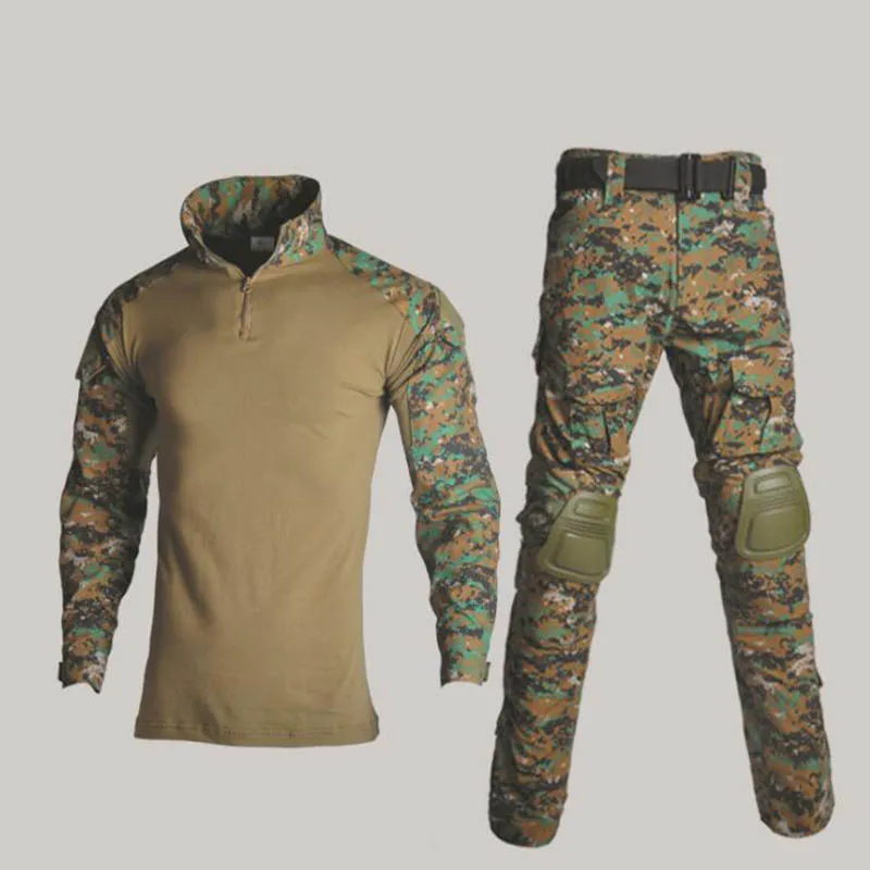 

Outdoor Men Clothing Windbreaker Hiking Uniform Multicam Hunting Shirts Pants Elbow/Knee Pads Suits