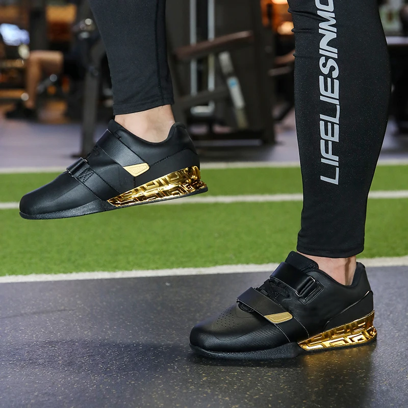 Fashion Classic Brand Hook & Loop Weightlifting Shoes Mens Womens = Fitness Deep Squat Hard Pull Shoes Casual Shoes