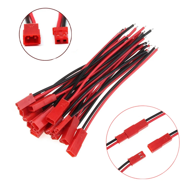 20Pairs 22 AWG JST موصل قابس 2 دبوس ذكر أنثى موصل قابس سلك كابل لشريط مصابيح LED RC اللعب محول البطارية #1