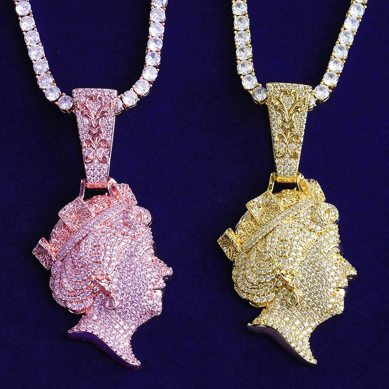 الهيب هوب 5A + مكعب زركونيا بلينغ الجليد خارج الملكة إليزابيث المعلقات قلادة للرجال مغني الراب مجوهرات ارتفع الذهب والفضة اللون #3