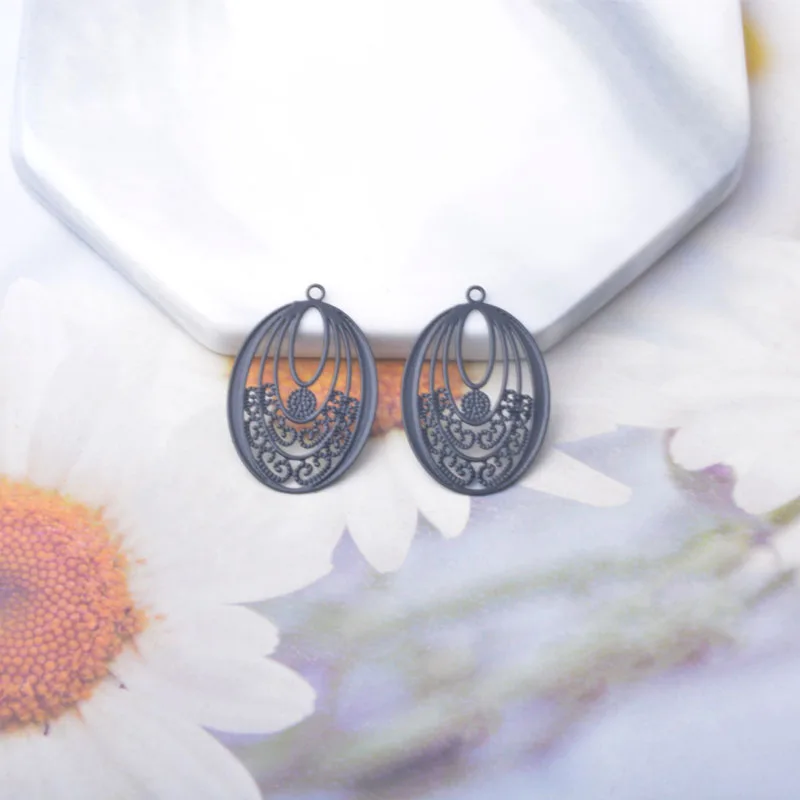 30 Stück AB494 Messing-Schmuckanhänger in Hellgold, ovale Charms für DIY-Ohrringe und Halsketten für Damen – Detail 7