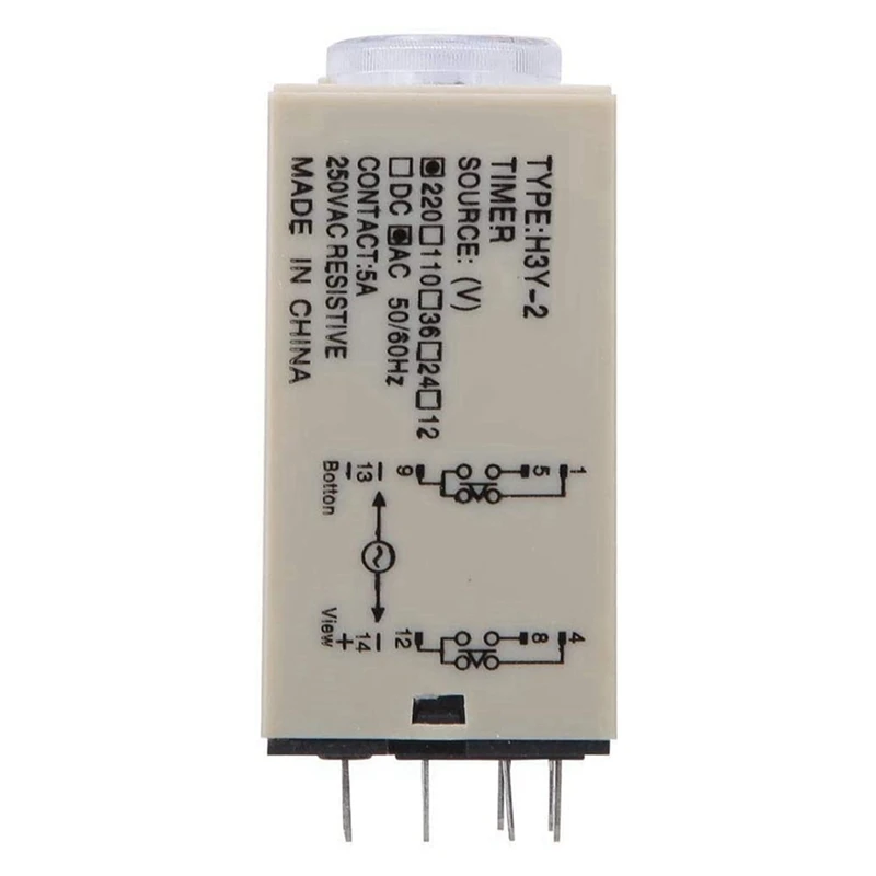 3X 10S Delay Timer Time Relay H3Y-2 AC 220V 8 PIN Adjusting Knob Control Timing Relay For Household Electrical Systems