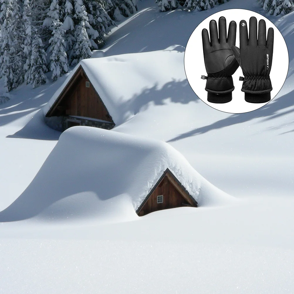 

1 Pair Winter Warm Anti-Slip Windproof Thickened Cotton For Men Women Elastic Closure Outdoor Riding Cycling Mittens Skid-Proof