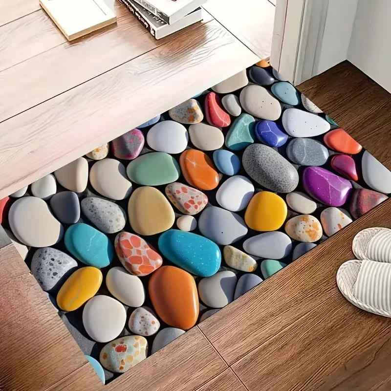 Welcome Stone Carving Design Doormat Non Slip Rug Suitable For Living Room Bedroom Kitchen Office And Vacation Home Decoration