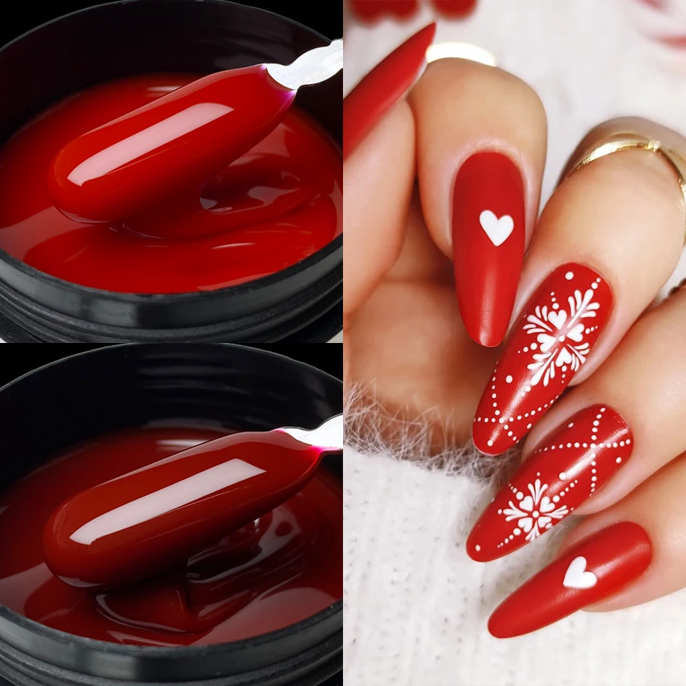 Jillnails 50G Builder Nail Gel Christmas Red Burgundy Self Leveling Medium UV Led Gel 50ml