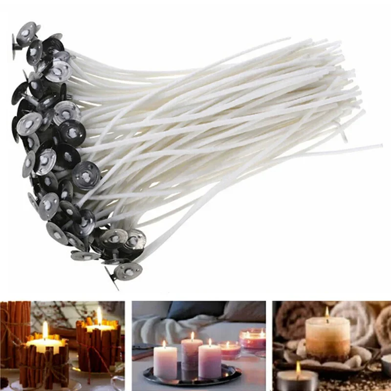 100PCS Candle Wicks Smokeless Wax Pure Cotton Core 9/15/20cm DIY Candle Making Pre-waxed Wicks For Party Supplies