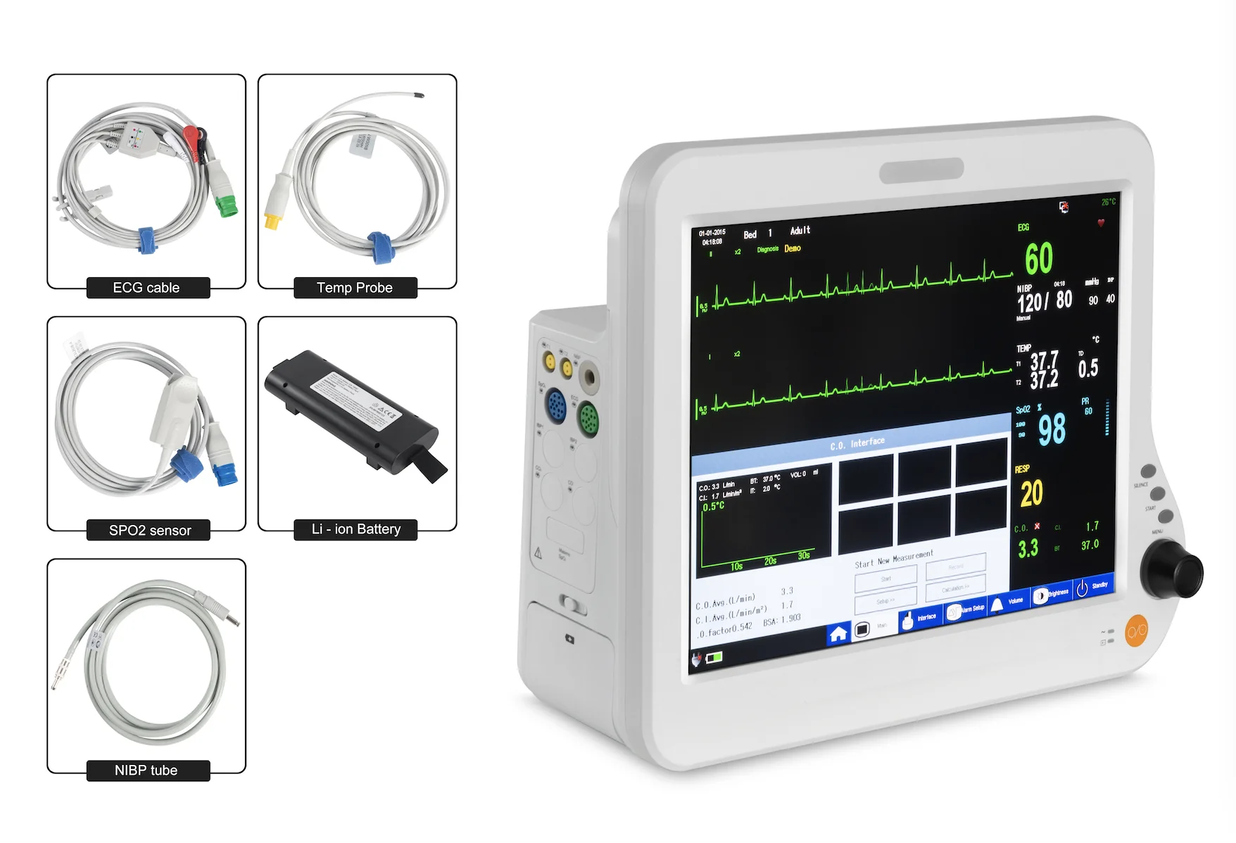 Veterinary 15 inch Multi-function Monitor with Capnograph for Animal