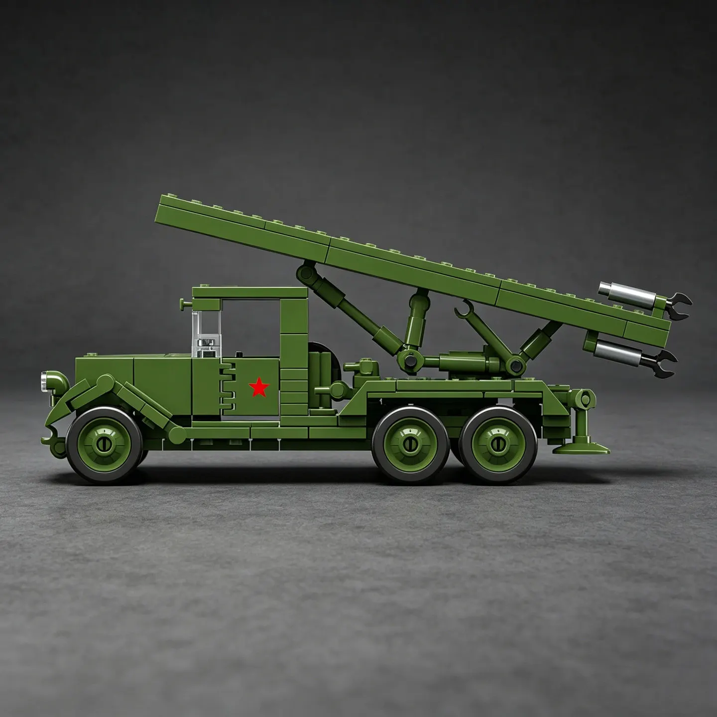 BM-13 Katyusha Rocket Gun Assembly Building Blocks, Wheel-Tired Armored Vehicle Model, Air Defense System Toy