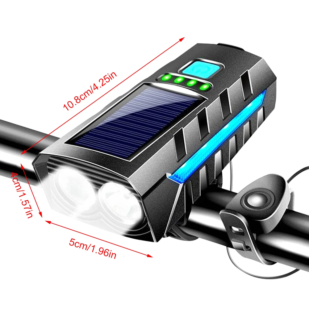 Solar Fahrrad Front Licht USB Aufladbare MTB Rennrad Front Lampe Power Display Fernlicht Fahrrad Taschenlampe Fahrrad Zubehör