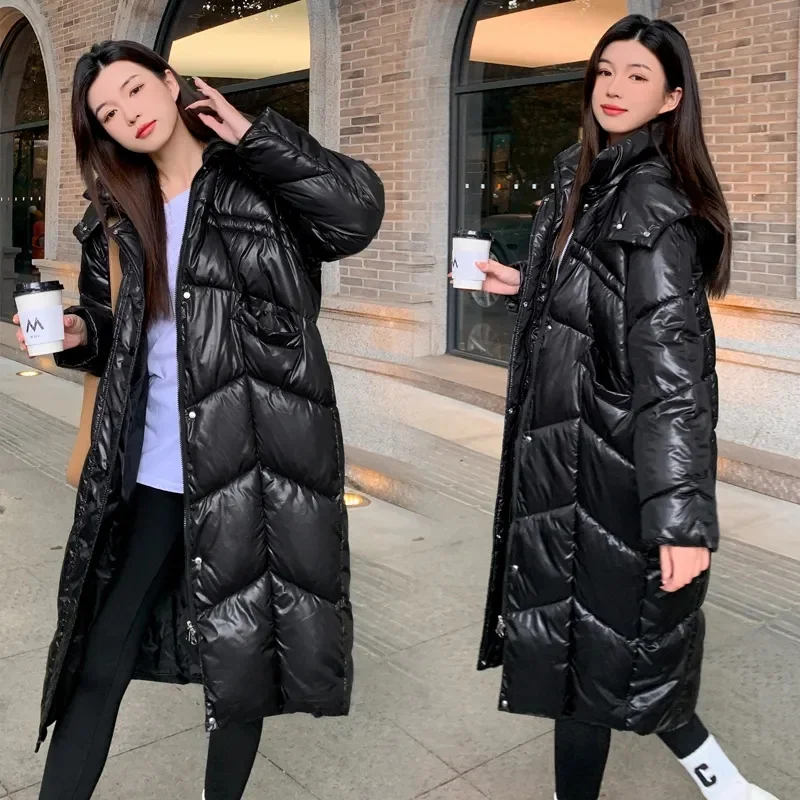 2023 New Women Winter Jacket Women Cotton Padded Jacket Korean Loose Hooded Cotton Coat Long Parkas Loose Oversize Outwear