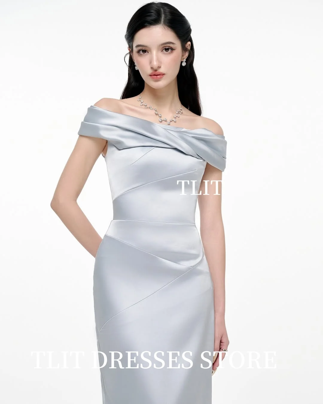 TLIT أنيقة الحرير الساتان حورية البحر فساتين لحضور الحفلات الموسيقية قبالة الكتف حمالة vestidos de noche الظهر سبليت فساتين مخصصة مساء رسمي