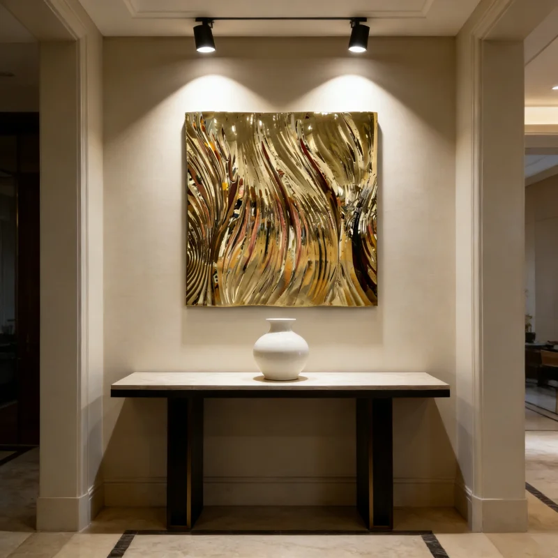 Stainless steel 3D corrugated wall decoration, geometric art metal hanging gallery, creative outdoor interior decoration