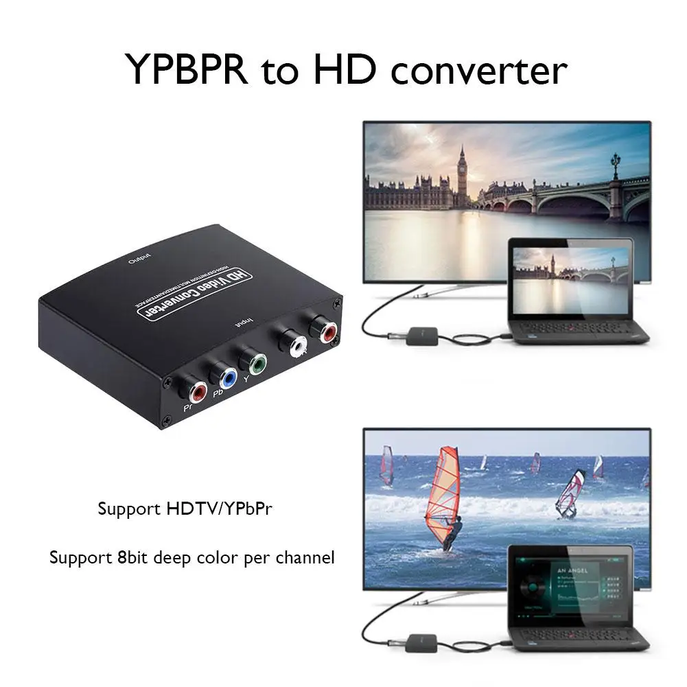 Konwerter zgodny z YPBPR na HDMI + R/L 1080P RGB komponentowy Adapter Audio wideo Splitter do cyfrowego projektora DVD Monitor HDTV