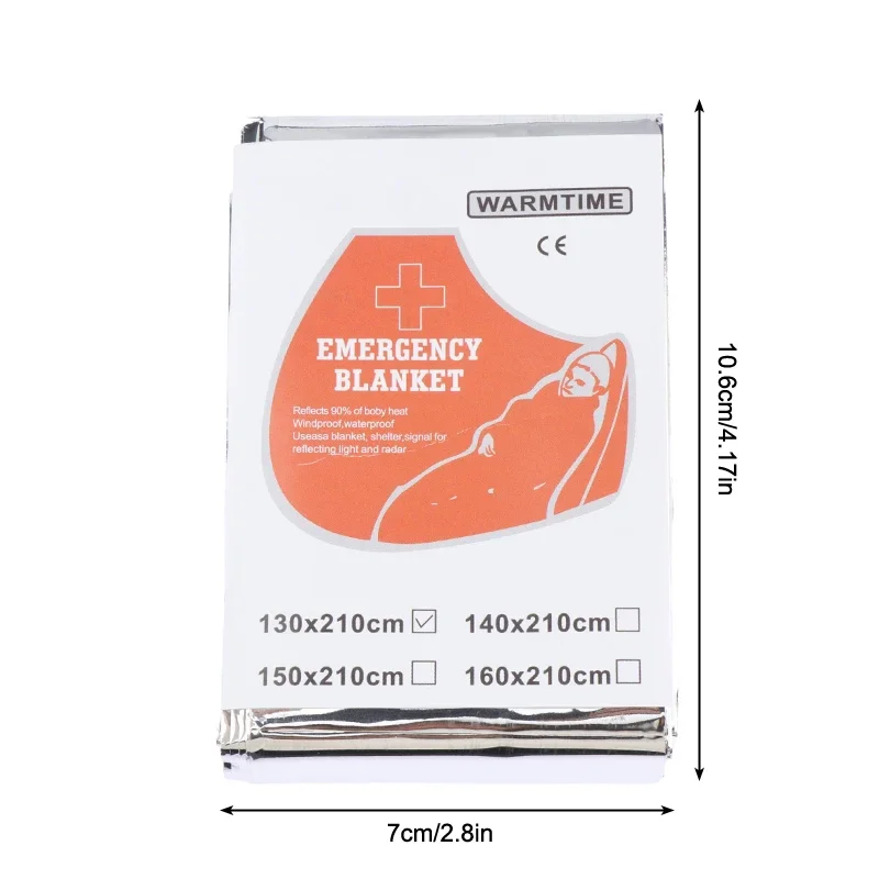 Emergency Rescue Blanket Outdoor Waterproof Keep Warm Survival Blanket Insulation Sunscreen Blanket 130/140/160*210CM