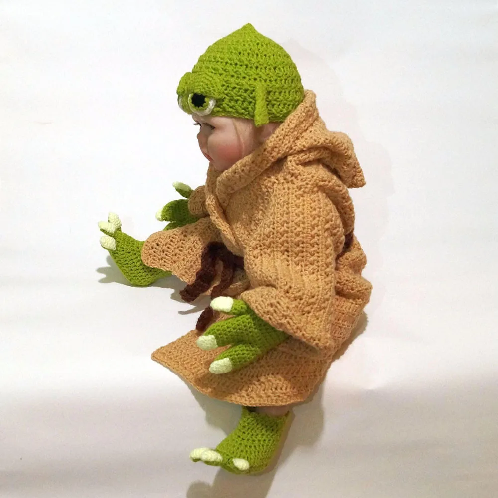 5pcs/set New Baby Yoda Children Clothes Set Crochet Yoda Costume Newborn Baby Yoda Photography Props Cartoon Clothing For Baby