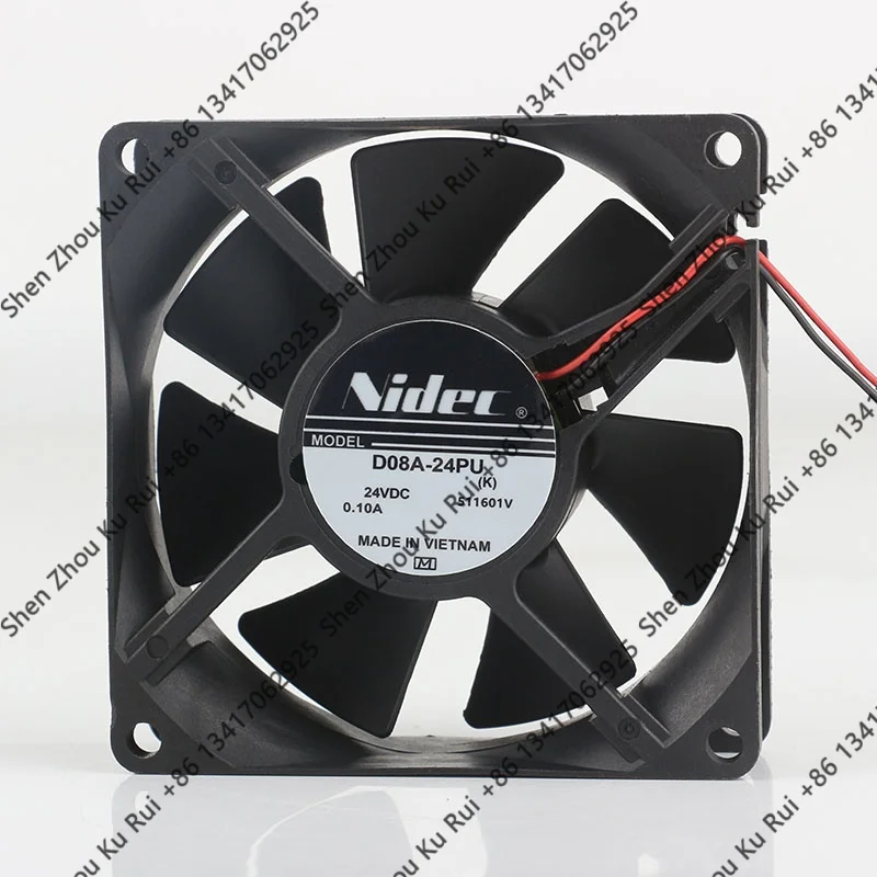 Original genuine product Two-wire Nidec D08A-24PU 5V 12V 48V DC 24V 0.10A AC EC 8025 80X80X25MM 8CM Inverter bearing cooling fan