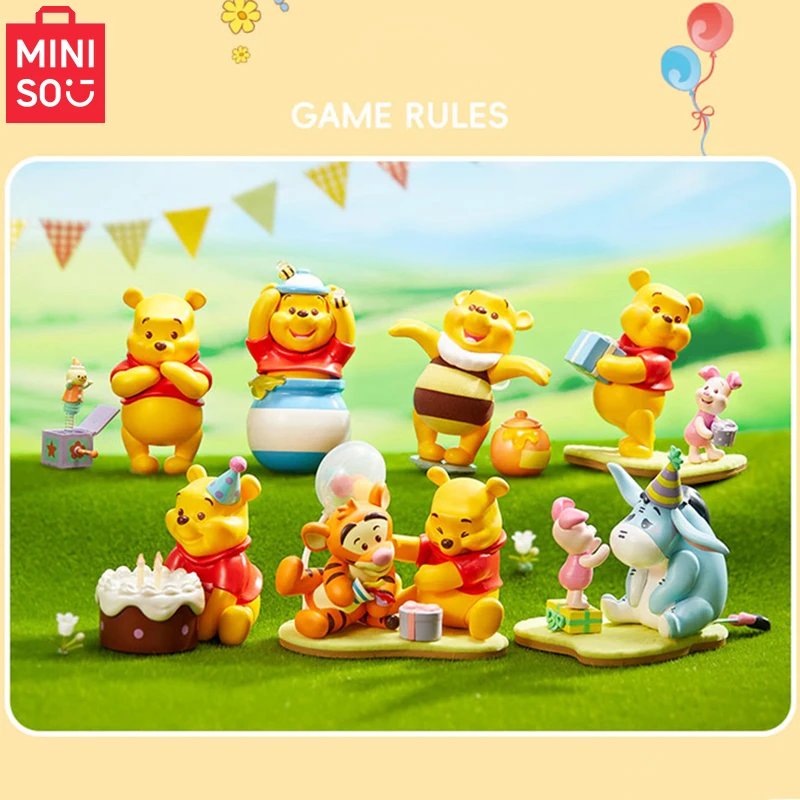 Miniso Genuine Winnie The Pooh Best Friends Party Blind Box Model Desktop Decoration Kawaii Birthday Gift Anime Children'S Toy