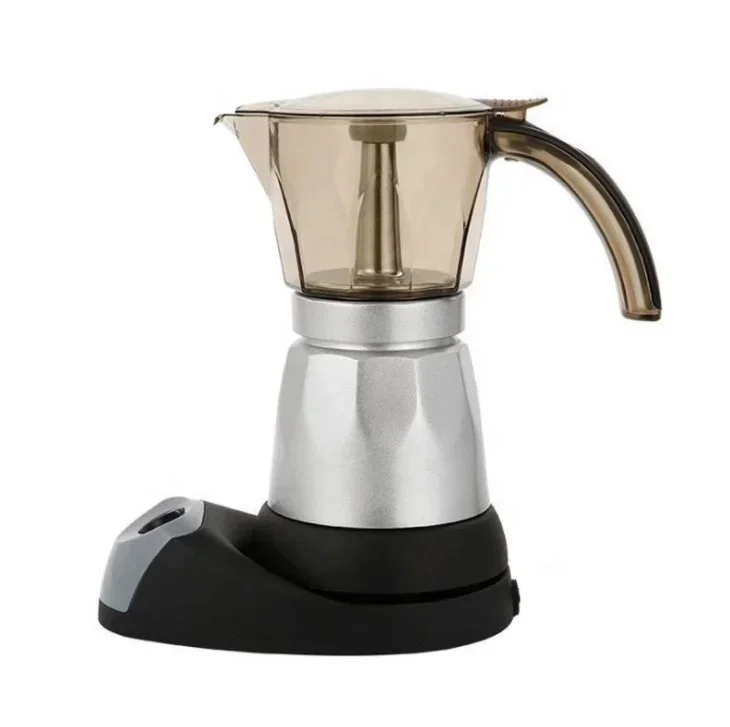 Home Use Electric Drip Coffee Maker Machine High Quality Italy Wholesale Silver Espresso 6 Cup Moka Coffee Maker