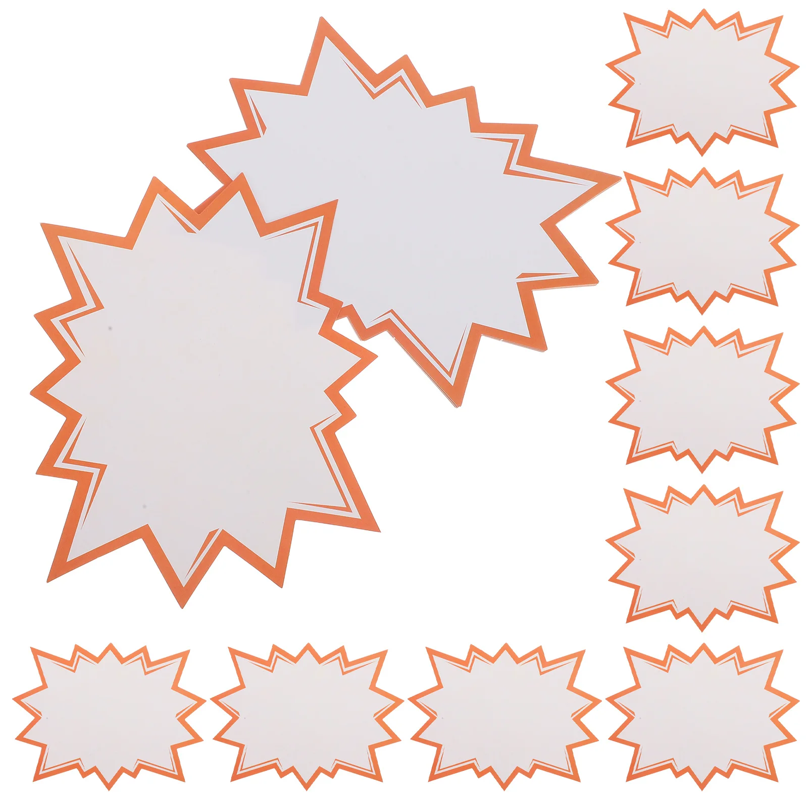 100 قطعة انفجار ستار ورقة عرض العلامات الأبيض بيع التجزئة علامات المرآب ساحة بيع الأسعار علامات الأسعار تسميات متجر بيع بالتجزئة