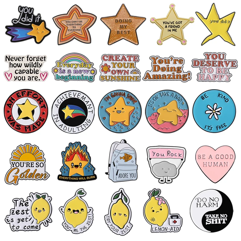 Inspirational Quotes Enamel Pins Your Did It Doing My Best Be a Good Human Metal Brooches Lapel Badge Jewelry Gifts for Friends