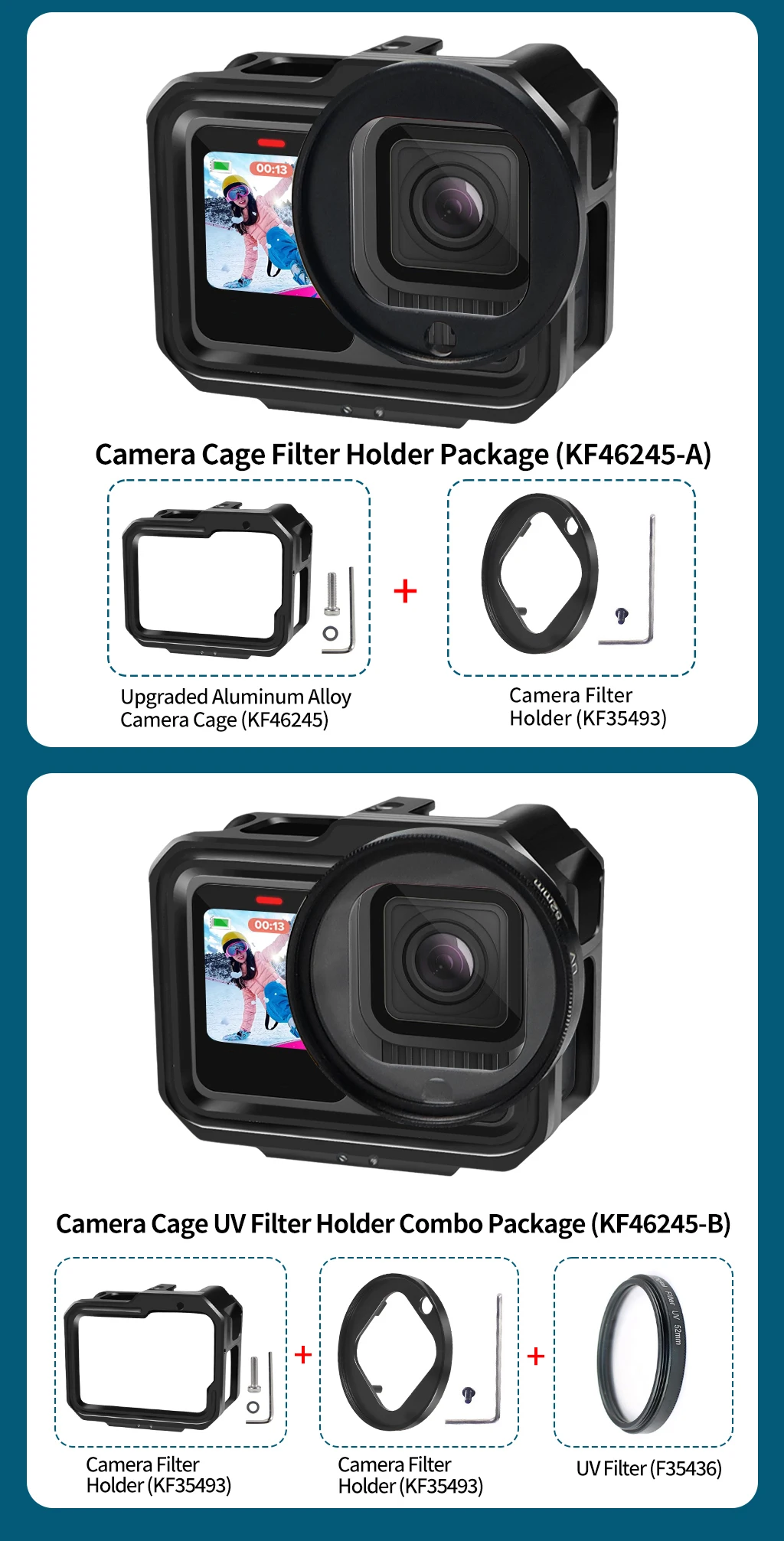 Aluminiumlegierungs-Kamerarahmenkäfig mit Cold-Shoe-Halterung, magnetischem, faltbarem Adapterhalter für GoPro Hero 13 11 10 Black Housing Rig – Detail 12